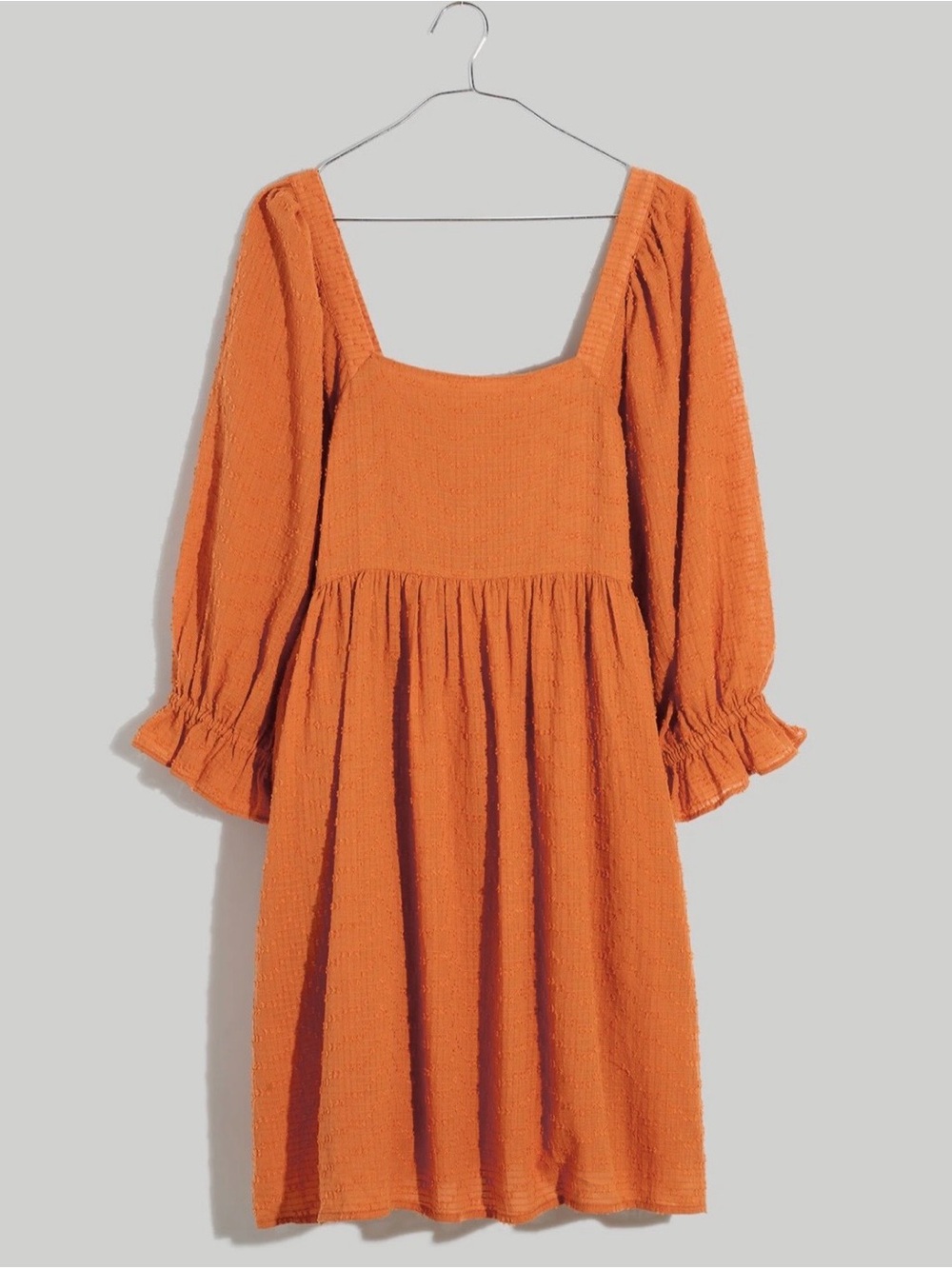 Madewell Orange Square-Neck Puff-Sleeve Mini Dress